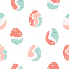 Easter eggs seamless pattern. Painted eggs. Happy Easter. Vector illustration