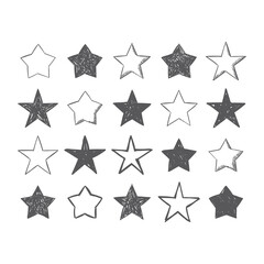 Obraz premium Hand drawn star icons. Set of doodle stars.
