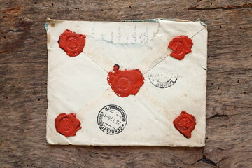 Old Envelope on a original 1800s wooden background