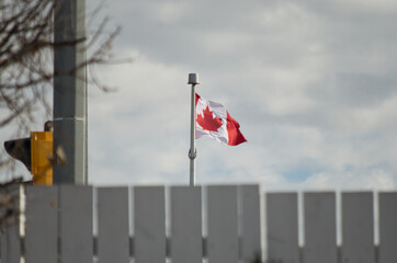 A Canada Flag blowing int the Wind