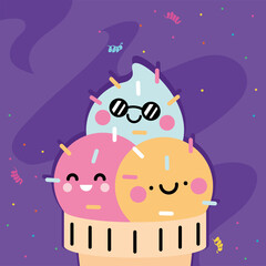 Naklejka premium ice cream kawaii