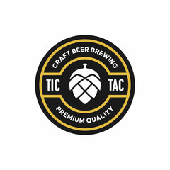 tic tac craft beer brewing logo badge