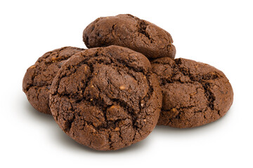 chocolate cookies isolated on white background with clipping path and full depth of field