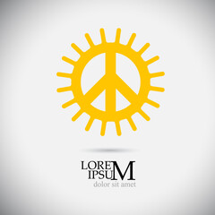 yellow Peace icon isolated . Hippie symbol of peace. Vector