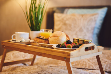 bed and breakfast with healthy food in hotel or apartment