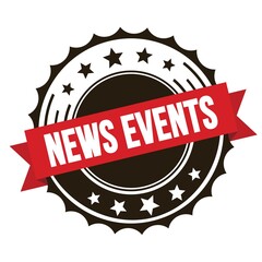 NEWS EVENTS text on red brown ribbon stamp.