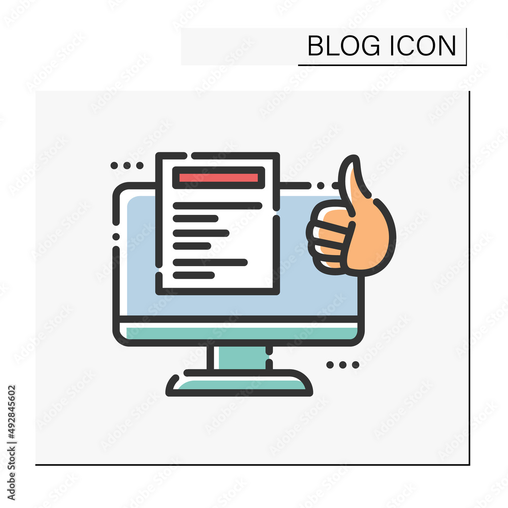 Poster like post color icon. thumb up. internet communication, feedback. blogging and broadcasting. social 