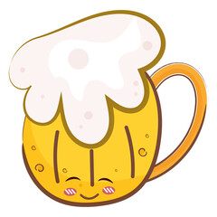 Isolated happy yellow beer glass cartoon Vector