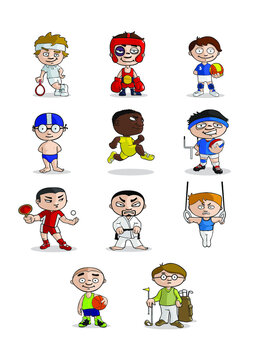 set of cartoon sport players