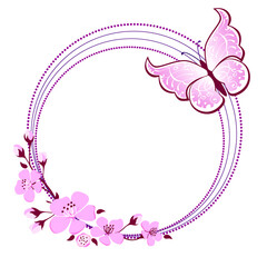 Vector card with butterflies. Pink and white illustration. © Janna7