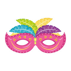 Isolated venetian facial mask with feathers Vector