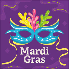 Colored mardi gras poster venetian mask with feathers Vector © Rosustock