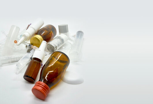 medical waste for tash in hospital safety and danger rabbish on white
