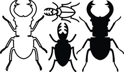 Beetle stag line and solid icon, Bugs concept, Deer beetle sign on white background, Stag-beetle icon in outline style for mobile concept and web design.