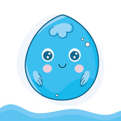 Isolated happy drop of water cartoon Vector