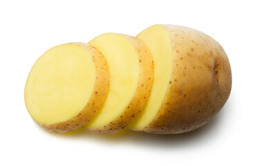 Potato isolated. Ripe potatoes on a white background top view.
