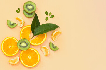 fruits on the neutral background