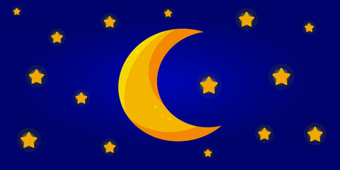 Obraz na płótnie Canvas Vector moon and stars. Blue sky , stars and moon. 