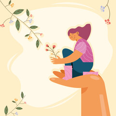hand lifting female ecologist