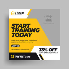Gym fitness social media post | web banner design template