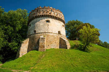 Fototapeta na wymiar Scenic view of New Round Tower of Ostroh Castle, Ostroh, Rivne region, Ukraine