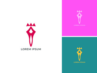 ILLUSTRATION ABSTRACT CROWN MAN LOGO DESIGN VECTOR