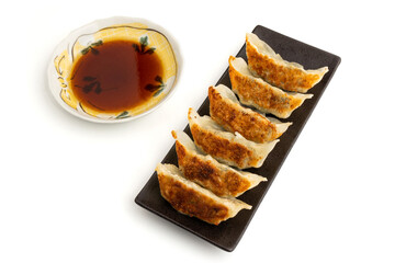 Gyoza, a type o jiaozi. Japanese style. dumpling filled with meat or vegetables.