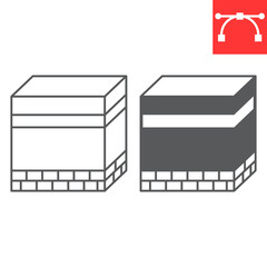 Kaaba in Mecca line and glyph icon, hajj and islamic, Mecca vector icon, vector graphics, editable stroke outline sign, eps 10.