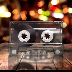 Audio cassette music background, retro old vintage style modern trend melody nostalgia song music sound party dance
