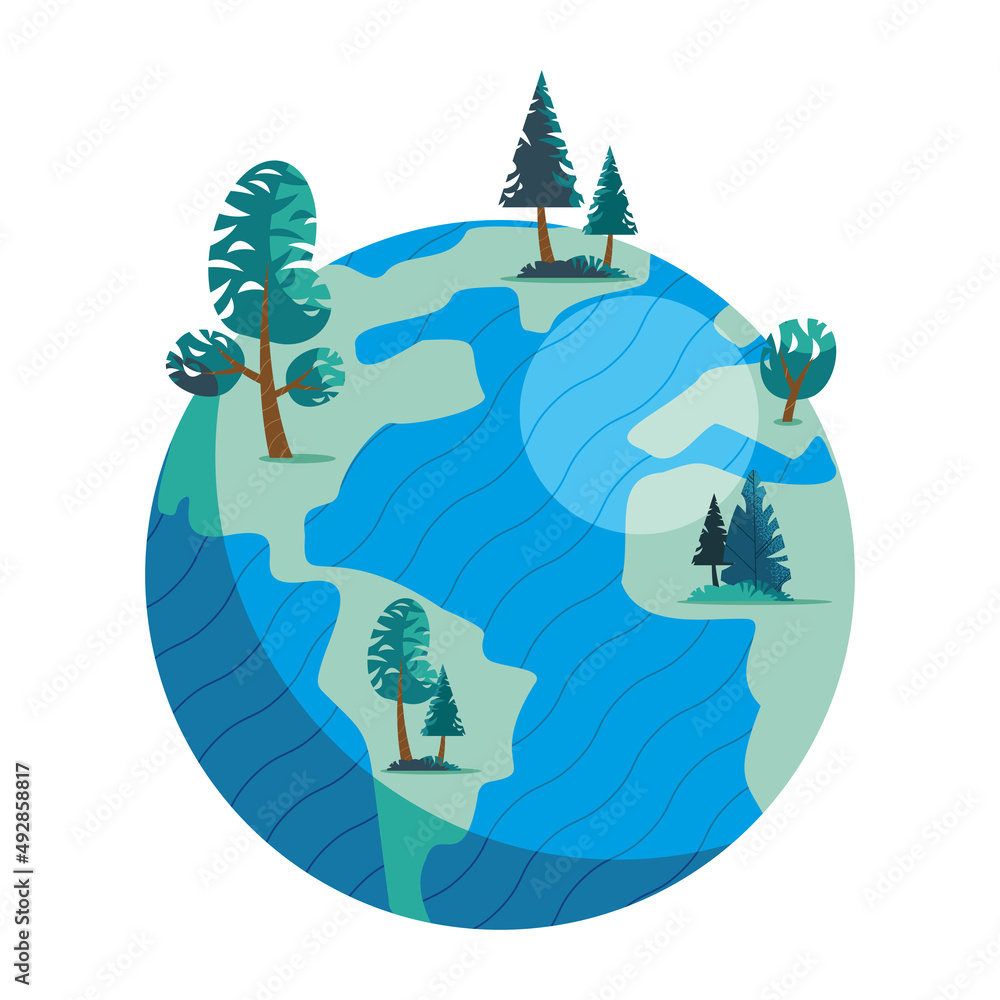 Poster earth planet with trees