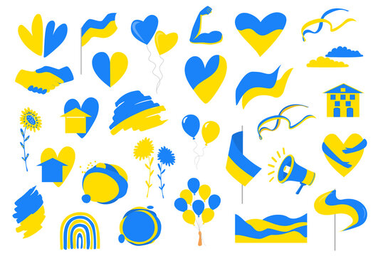 support Ukraine graphic set, vector illustration