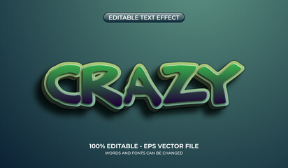 Fototapeta premium Editable crazy text effects. Three-dimensional text in green gradient color with disgusting style