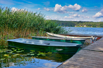 Naklejka na ściany i meble Boot, Landschaft, Wasser, See, Hintergrund, Urlaub