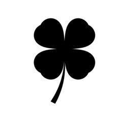 Clover leaf icon, black design element. Saint Patricks Day symbol.