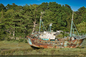 Altes Schiff, Hintergrund, Urlaub, Landschaft, Natur