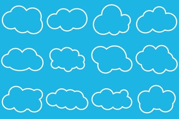 Clouds line icon set. Vector illustration.