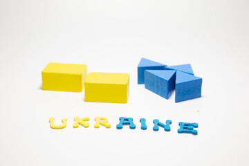 heart from the Ukrainian national flag of blue-yellow color and doves as a symbol of peace isolated...