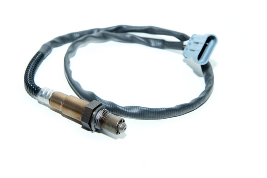 The new oxygen sensor (or lambda sensor) for measurement of gas and oxygen ratio isolated in a white background. 