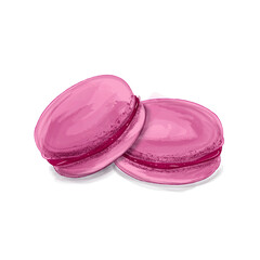 pink macaroon isolated on white