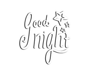 good night lettering - white with shadow