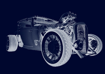 hotrod with no brand in white background front side view