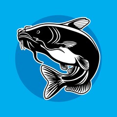 Catfish Fishing Logo Vector Design