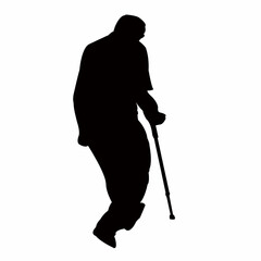 an old man walking body silhouette vector