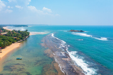 Aerial view Moratalla beach, Beruwala, Sri Lanka 