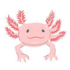 Cute axolotl cartoon vector illustration