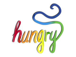 Obraz premium hungry rainbow word lettering - watercolor with shadow