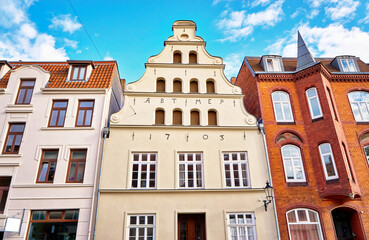 Historical gabled house from 1703 in the old town of Wismar.