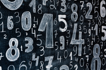 Background of numbers. from zero to nine. Numbers texture. Finance data concept. Mathematic. Seamless pattern with numbers. financial crisis concept. Business success.