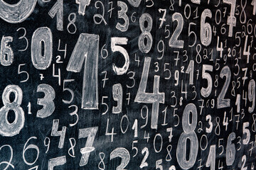 Background of numbers. from zero to nine. Numbers texture. Finance data concept. Mathematic. Seamless pattern with numbers. financial crisis concept. Business success.