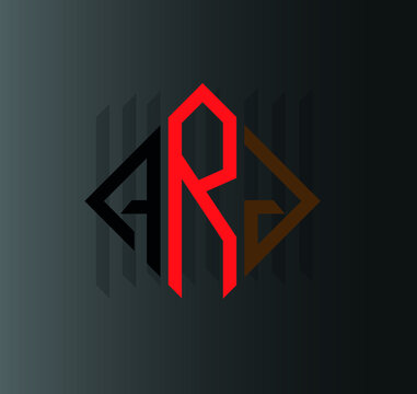 ARJ OR A R J LETTER LOGO WITH RED AND BLACK DESIGN
